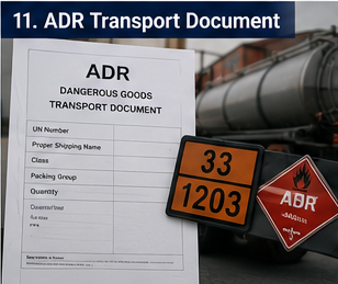 ADR-Gefahrgut-Beförderungspapier für den Transport gefährlicher Güter in Europa