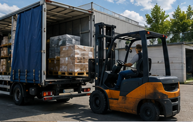 Vorteile von Palettentransport und Stückgutversand mit Logistik-Lkw, Lagerhallen, Paletten und effizienten Frachtprozessen