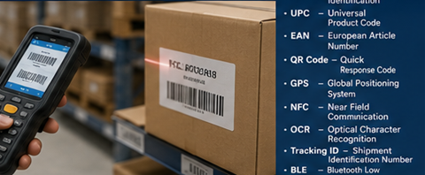 Lagermitarbeiter scannt RFID-Tags und Barcode-Etiketten im Bestandsmanagement