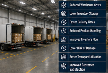 Effizienter Cross-Docking-Prozess, der Lagerhaltung und Transportkosten reduziert