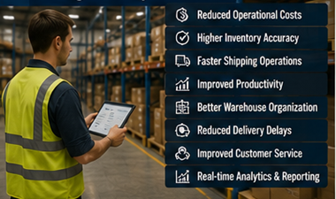 Effizientes Logistiklager, das die Vorteile von Warehouse Management Systemen zeigt