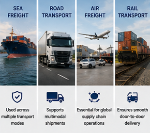 See-, Straßen-, Luft- und Schienentransport mit Bill-of-Lading-Versanddokumenten
