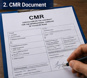 CMR-Frachtbrief im europäischen Straßengüterverkehr mit Sendungsdetails und Unterschriften