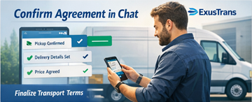 Privatperson bestätigt ein Transportangebot und bespricht Details mit dem Frachtführer im Chat