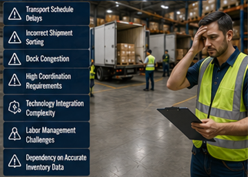 Stark frequentiertes Logistikterminal mit Herausforderungen bei Cross-Docking-Koordination und Transport