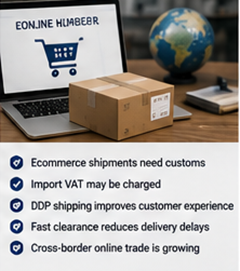 Internationale E-Commerce-Pakete und Zollabfertigungsabläufe für Online-Bestellungen
