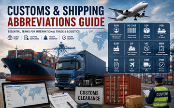 Internationale Versandcontainer, Zollprozesse, Frachttransport und Handelsabkürzungen