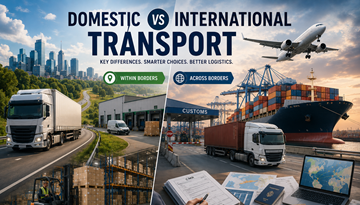 Nationaler und internationaler Gütertransport mit Lkw, Grenzübergängen, Lagerhäusern und europäischen Logistikabläufen