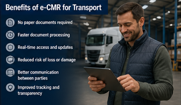 Logistikmitarbeiter nutzt ein Tablet – steht für Effizienz und digitales Dokumentenmanagement im Transport
