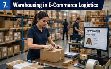 E-Commerce-Fulfillment-Lager bei der Vorbereitung von Online-Bestellungen für den Versand