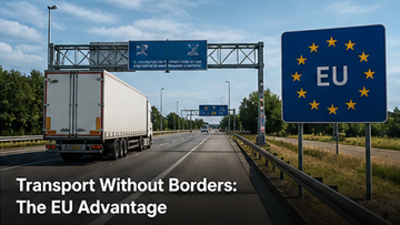 Lkw überquert europäische Grenze ohne Zoll EU-Binnenmarkt freier Warenverkehr Autobahn Europa