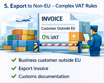 Exporttransport, der die Europäische Union verlässt, mit Ausfuhranmeldung und Versanddokumentation