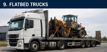 Pritschen-Lkw transportiert Baumaterial und übergroße Ladung