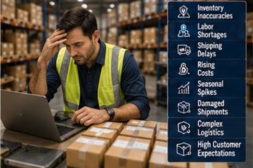 Ausgelastetes Fulfillment-Lager mit Versandverzögerungen und Bestandsproblemen