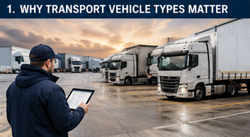 Logistikmanager wählt in Europa den passenden Transportfahrzeugtyp für eine Warenlieferung aus