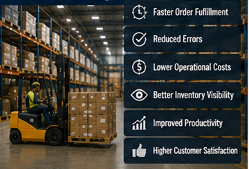 Modernes Logistiklager mit Warehouse-Management-Software und Bestandssystemen