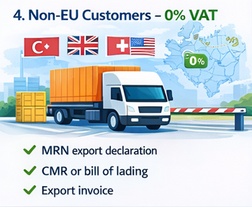 Internationaler Transport außerhalb der Europäischen Union mit 0 Prozent USt. für Geschäftskunden