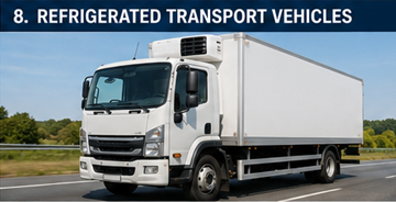 Kühlfahrzeug transportiert temperaturgeführte Lebensmittelprodukte in Europa