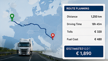 Europäische Lkw-Routenplanung und Entfernungsberechnung für die Preisgestaltung im Gütertransport