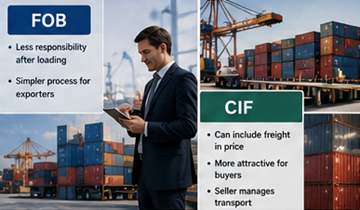 Exporteur steuert internationale Frachtsendungen und Versandvereinbarungen