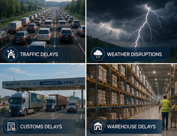 Logistik-Herausforderungen im Transport: Verzögerungen, Verkehr, Wetter und Probleme bei der Sendungstransparenz