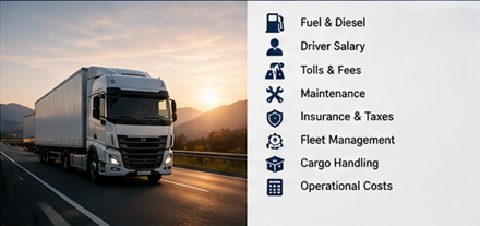 Preisgestaltung im Gütertransport pro Kilometer erklärt mit Lkw-Logistik und Routenplanung