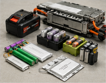 Verschiedene Lithiumbatterien, die unter ADR-Vorschriften fallen, einschließlich EV- und Elektronikbatterien