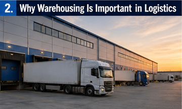 Logistik-Distributionszentrum mit Lkw beim Verladen von Fracht für den Transport in Europa