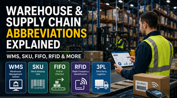 Moderne Lagerlogistik mit Bestandsmanagementsystemen, Gabelstaplern, Barcode-Scanning und Supply-Chain-Technologie