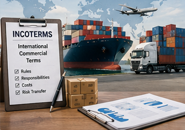 Abläufe im internationalen Handel mit Versandcontainern, Transportdokumenten und globaler Logistikkoordination