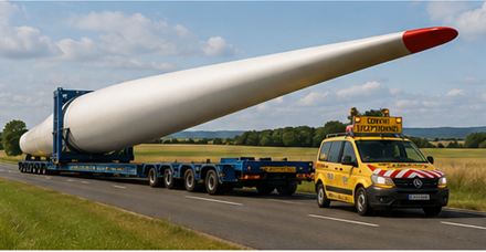 Rotorblätter und Ausrüstung für erneuerbare Energien im Schwerlasttransport